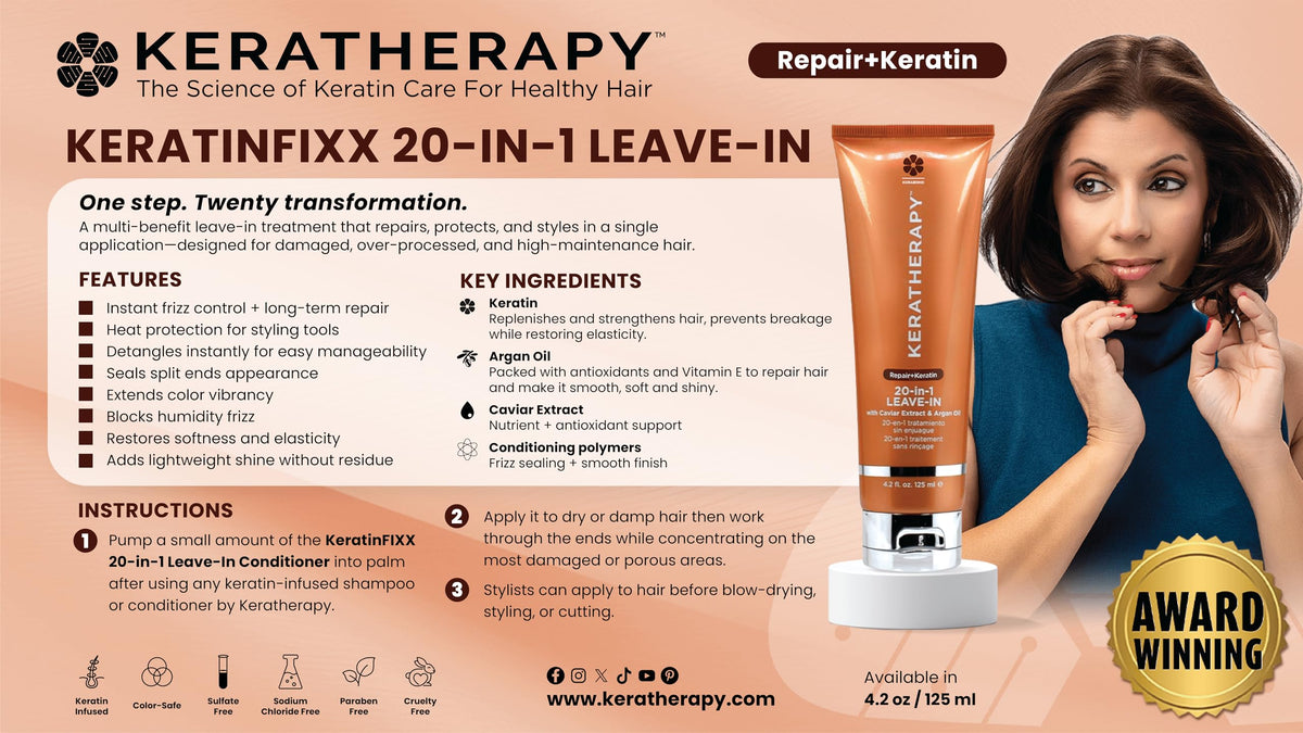 KERATHERAPY spray nozzle dispensing mist for even application and lightweight hold
