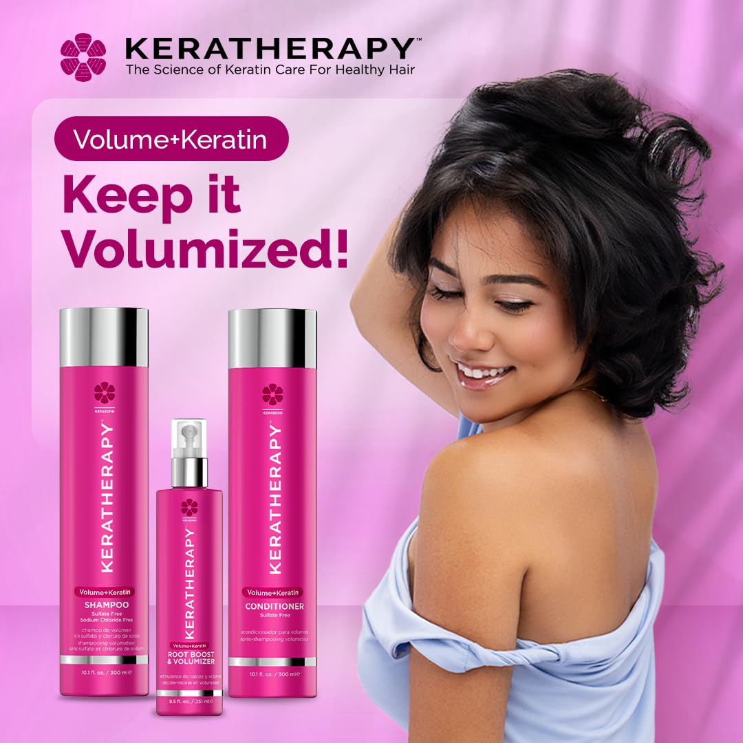 KERATHERAPY label close-up featuring Kerabond Technology benefits
