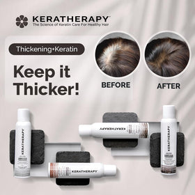 KERATHERAPY on bathroom counter in styling scene showing everyday use benefit