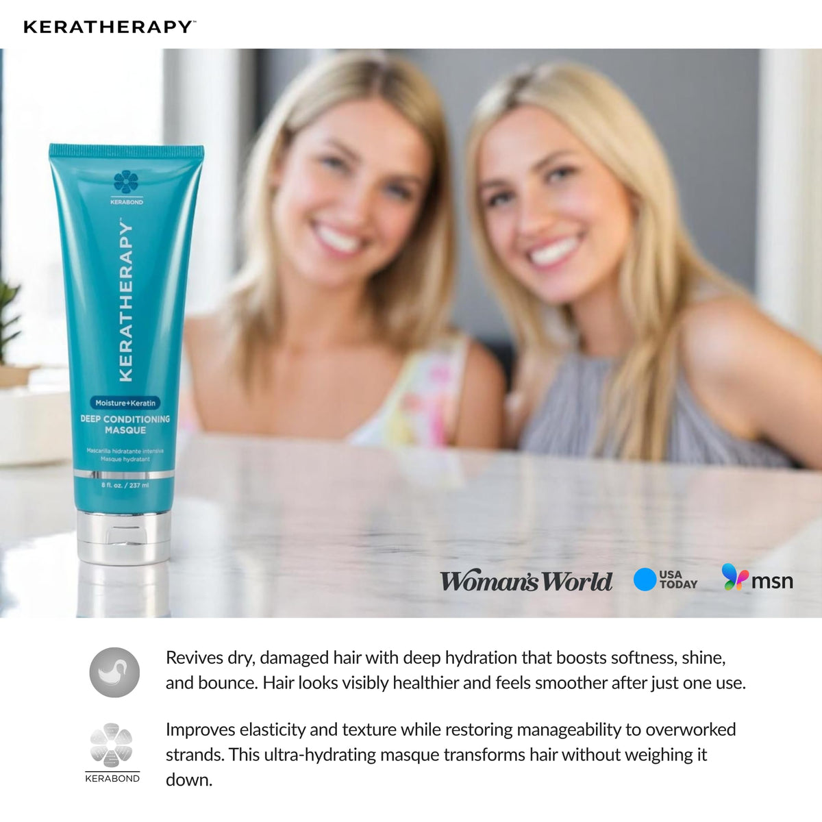 KERATHERAPY held in hand to show 8 fl oz scale for size reference