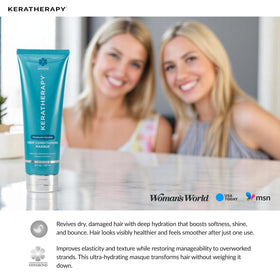 KERATHERAPY held in hand to show 8 fl oz scale for size reference