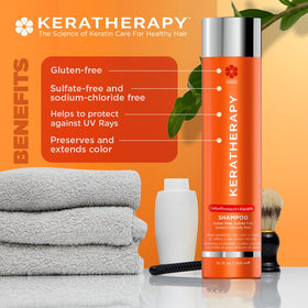 KERATHERAPY shampoo lather close-up showing gentle cleansing benefit