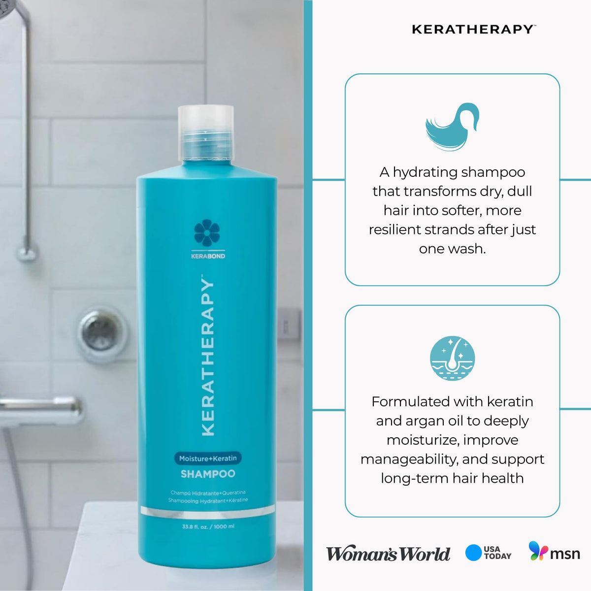 KERATHERAPY pump dispensing shampoo for easy, mess-free dispensing
