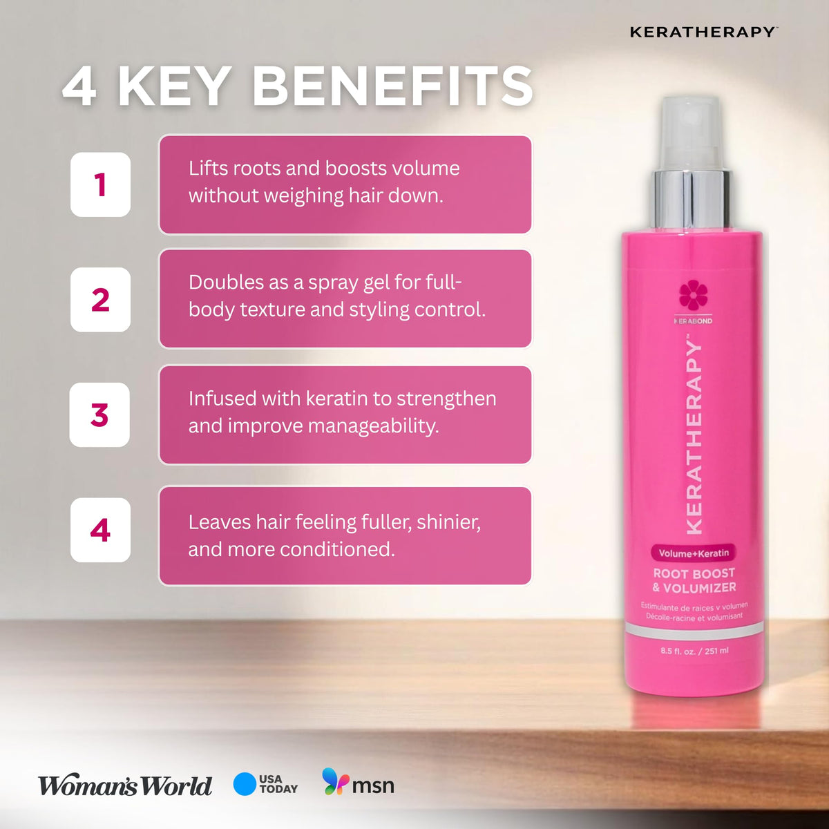 KERATHERAPY side label with ingredients list supporting nourishing formula
