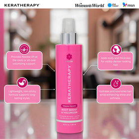 KERATHERAPY spray being applied to roots for instant visible lift