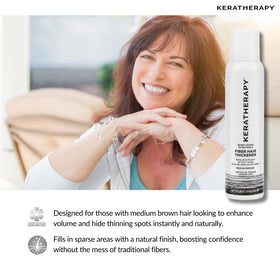 KERATHERAPY 4 fl oz can next to hand to show travel-friendly size and easy portability