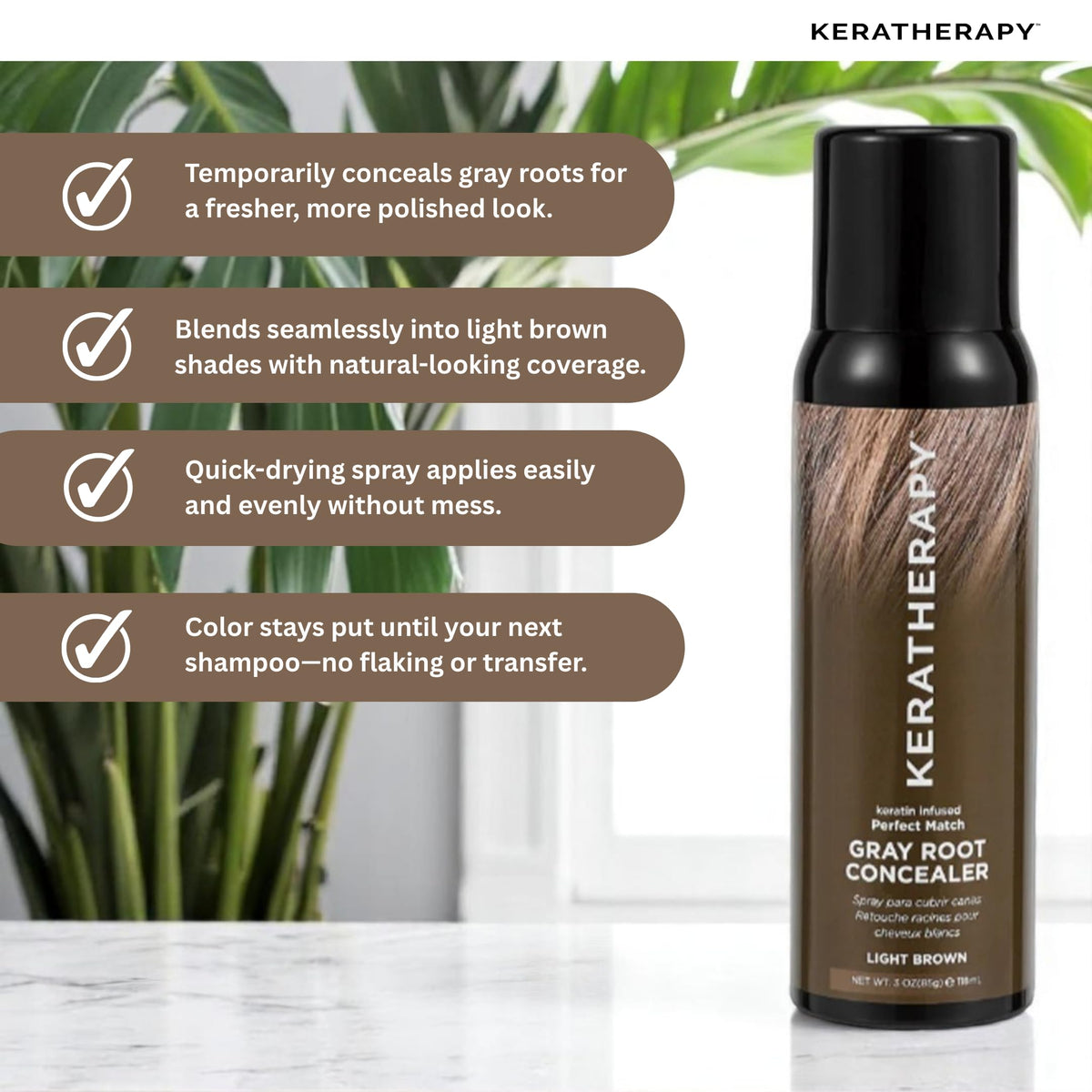 Keratherapy texture on hair strand illustrating natural finish benefit