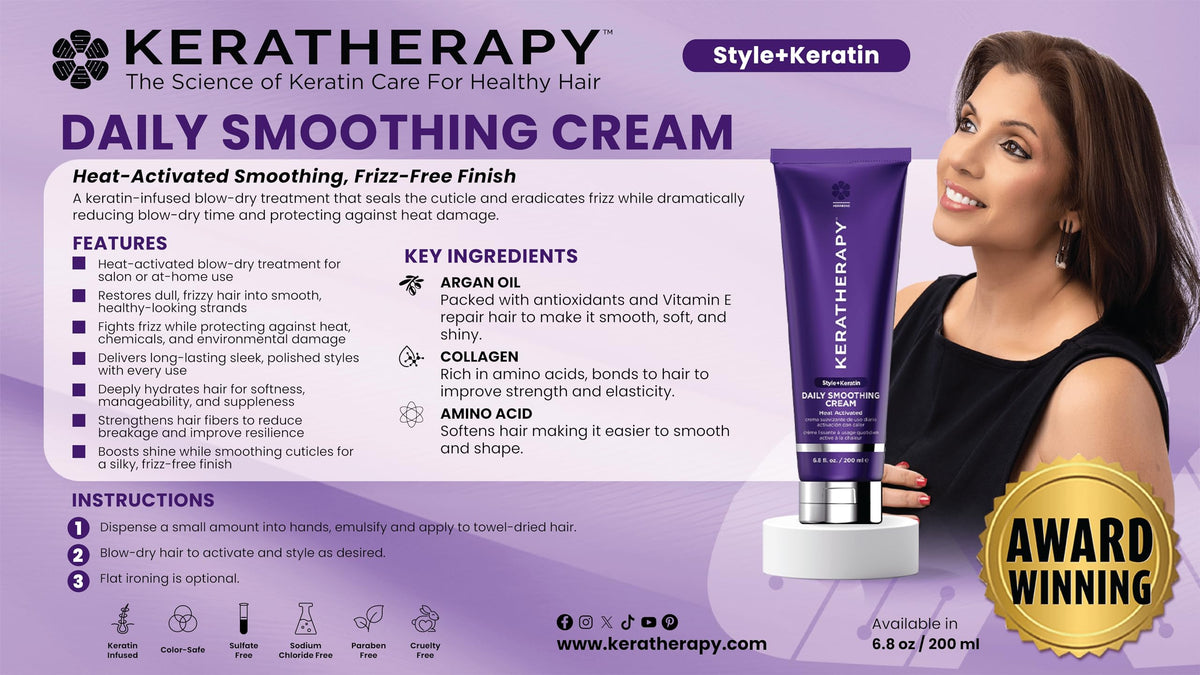 KERATHERAPY cream texture close-up highlighting lightweight consistency and spreadability