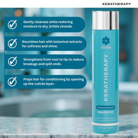 KERATHERAPY creamy lather texture on hair illustrating gentle cleansing and foam