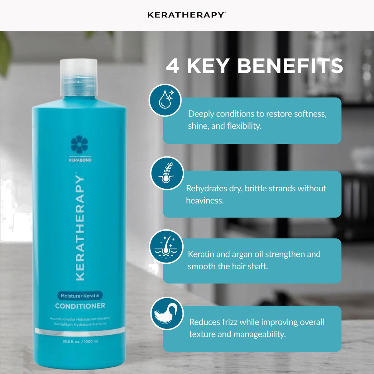KERATHERAPY creamy conditioner texture highlighting rich hydrating formula