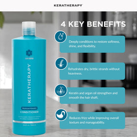 KERATHERAPY creamy conditioner texture highlighting rich hydrating formula