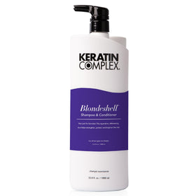 Keratin Complex bottles next to a ruler showing 33.8 fl oz size