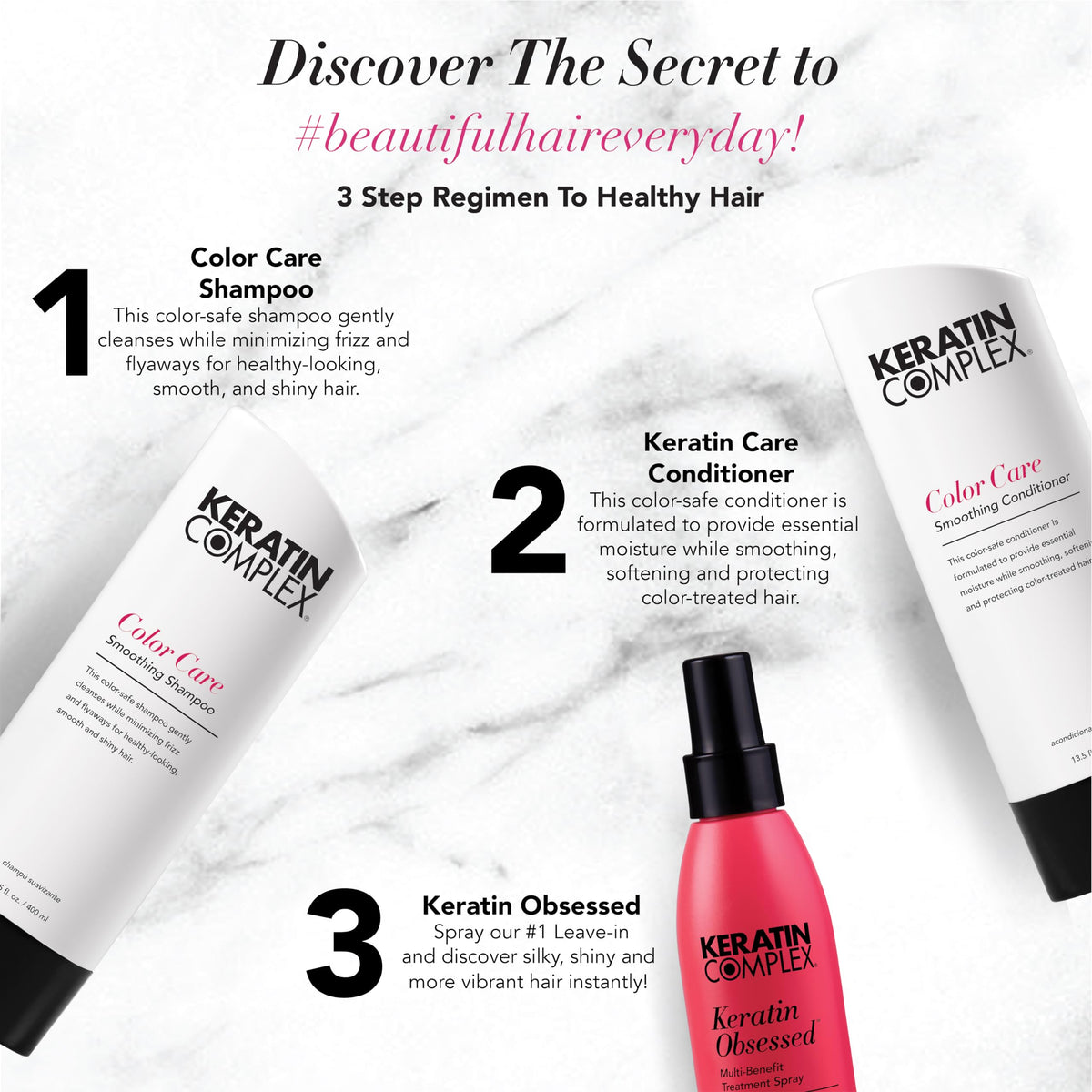 Keratin Complex Color Care Shampoo pump close-up for gentle cleansing