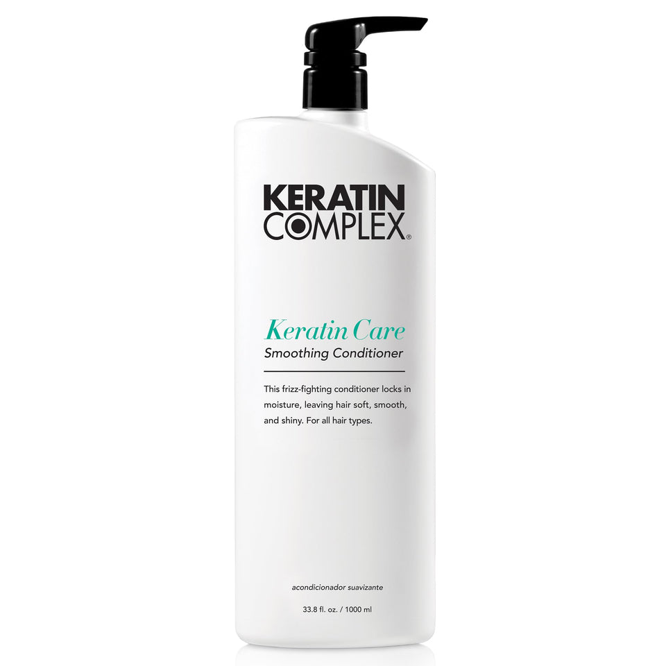 Keratin Complex front packaging showing bottle and product benefit of frizz control