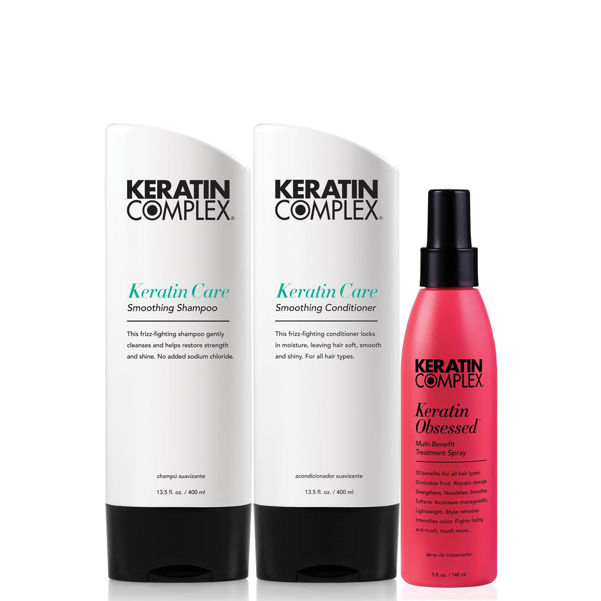 Keratin Complex front packaging showing kit contents and benefits