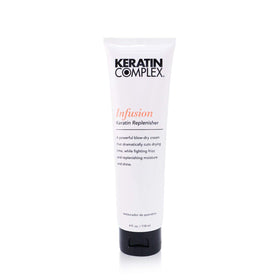 Keratin Complex front view of 4 oz tube showing product label and portability benefit