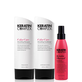 Keratin Complex front packaging showing kit for color-safe frizz control
