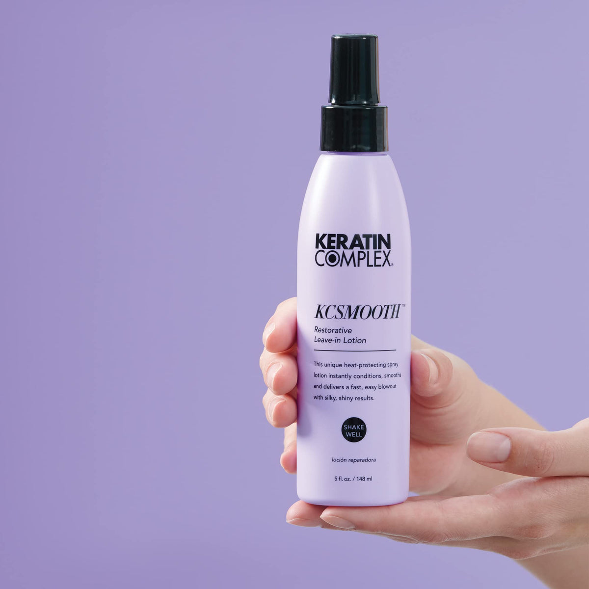 Keratin Complex on bathroom counter in lifestyle scene for everyday styling convenience