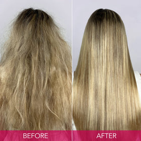 Keratin Complex close-up pump and label highlighting ingredient details