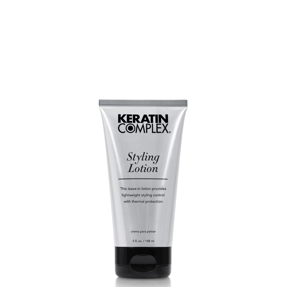 Keratin Complex styling lotion front packaging showing bottle and product benefit