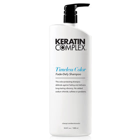 Keratin Complex front bottle showing label and color protection benefits