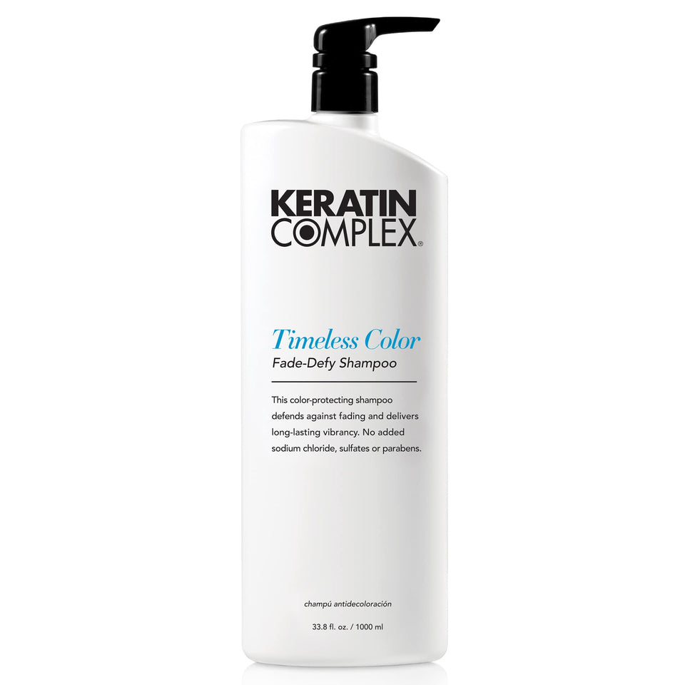 Keratin Complex front bottle showing label and color protection benefits