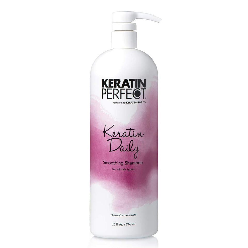 Keratin Perfect front label view showing full 32oz bottle and brand clarity benefits