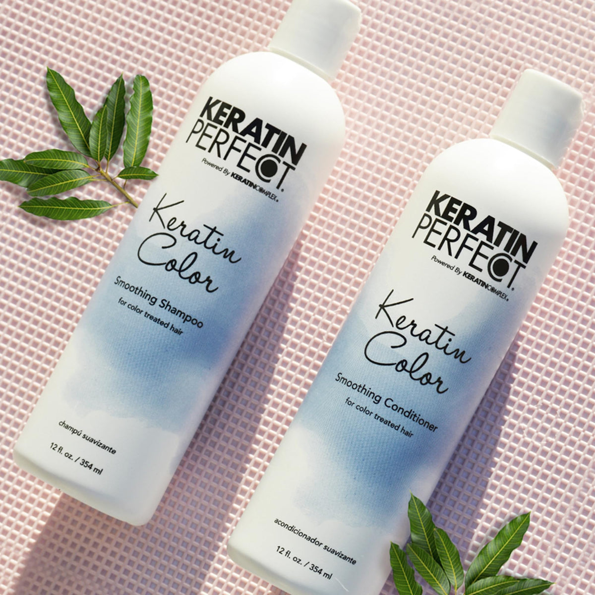 Keratin Perfect after-wash hair shine showing smoother, glossier finish benefit