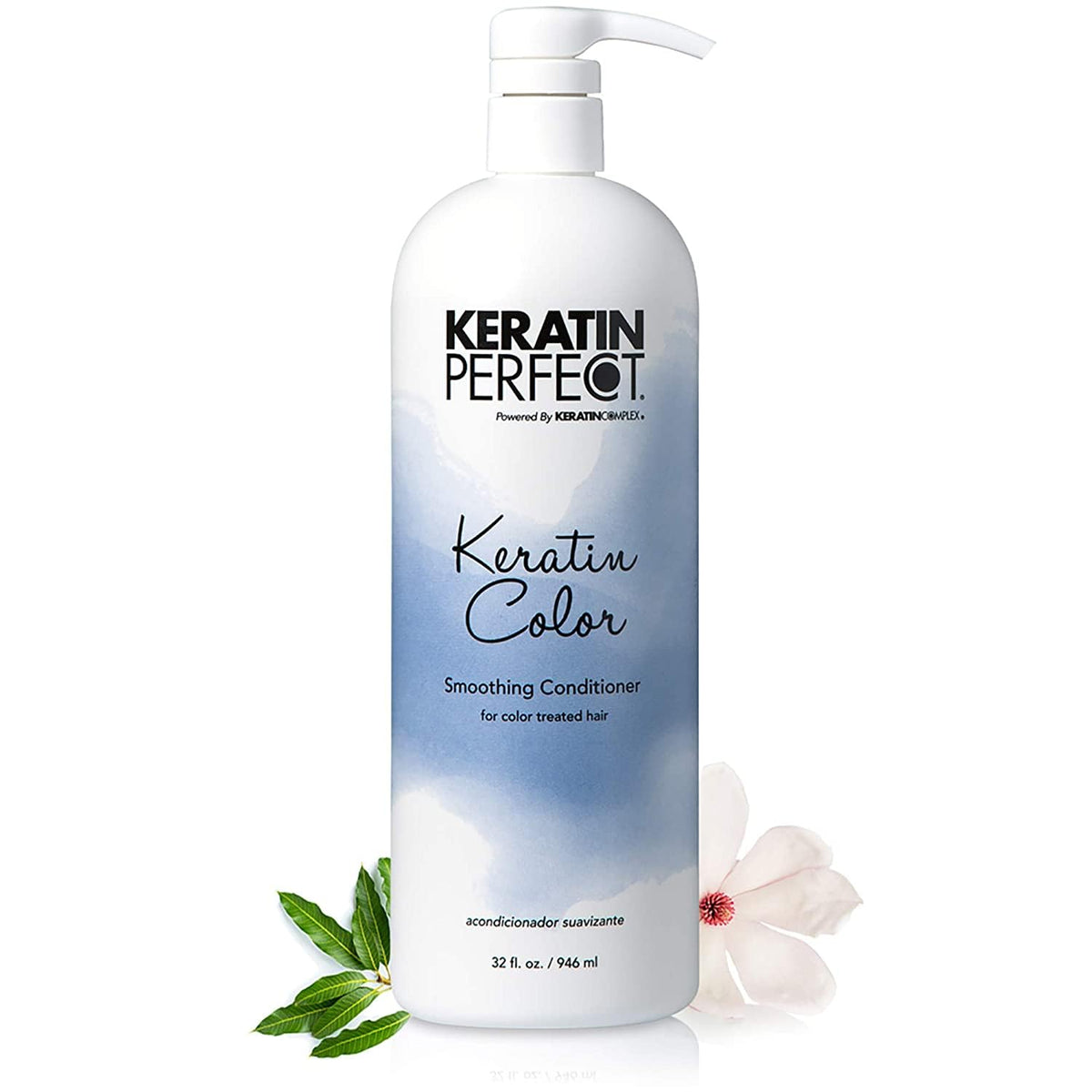 Keratin Perfect in bathroom setting used during haircare routine