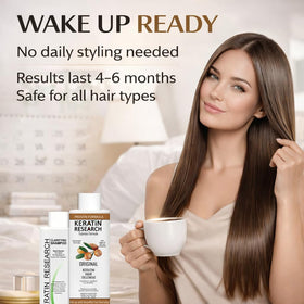 KERATIN RESEARCH being applied to hair showcasing simple at-home use