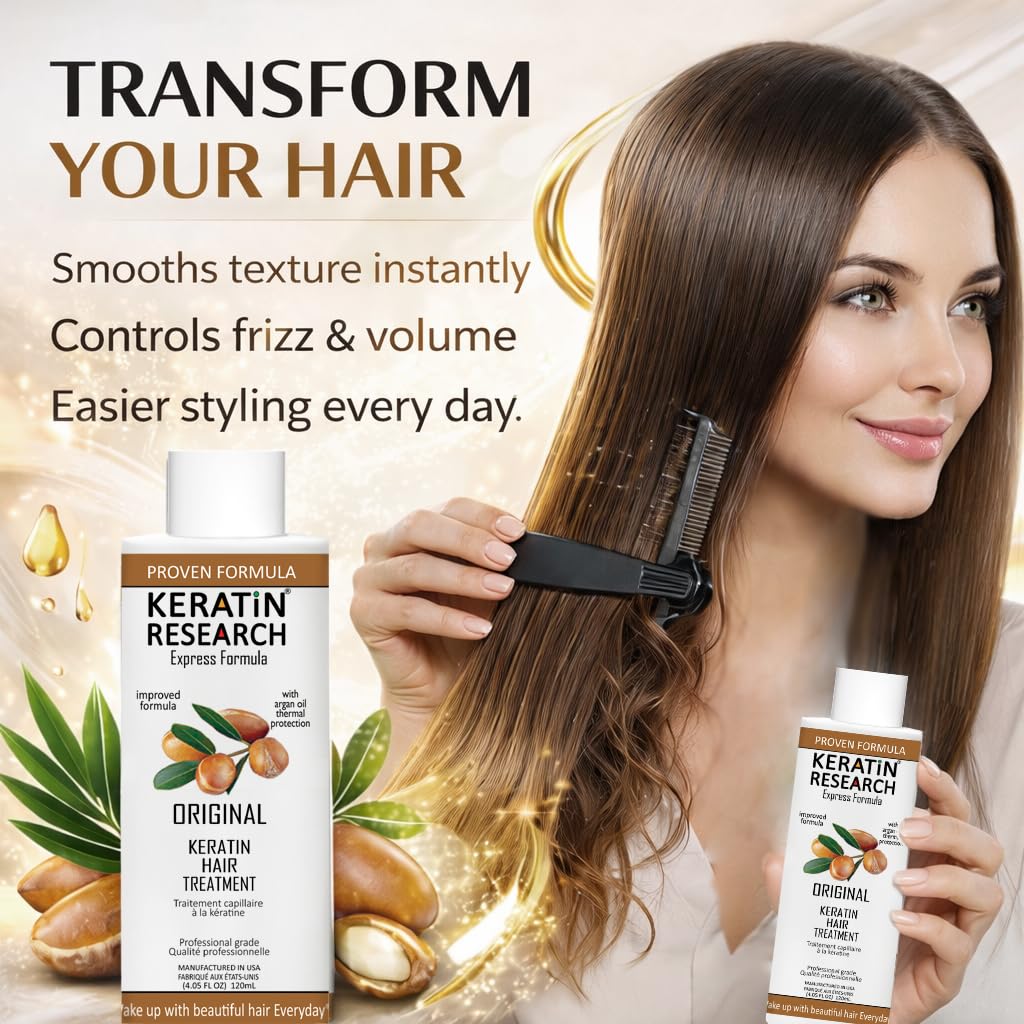 KERATIN RESEARCH application blow-dry step demonstrating easier styling