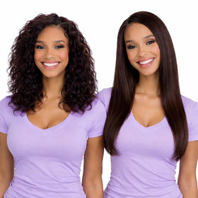 KERATIN RESEARCH before and after showing reduced frizz and shine