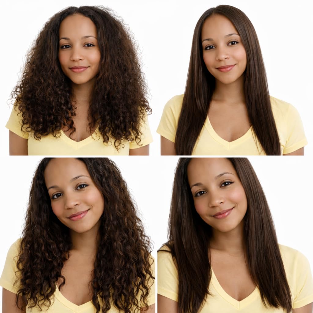 KERATIN RESEARCH before and after half-head showing frizz reduction benefit