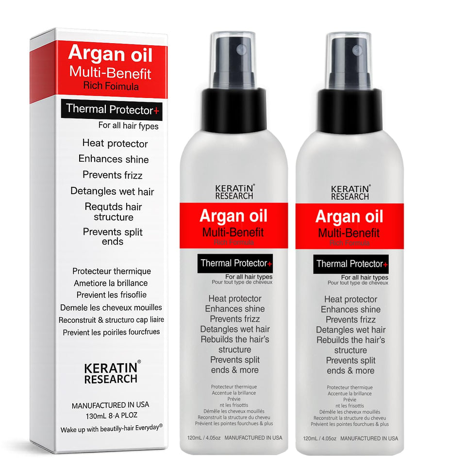 KERATIN RESEARCH bottle front view showing label and twin-pack benefit