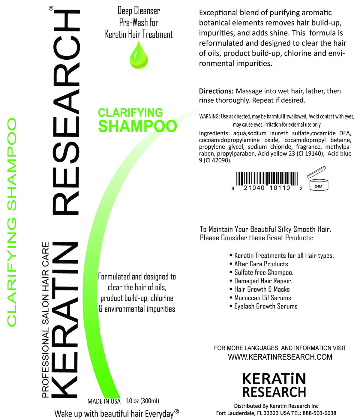 KERATIN RESEARCH shampoo pouring texture on hand illustrates concentrated cleansing benefit