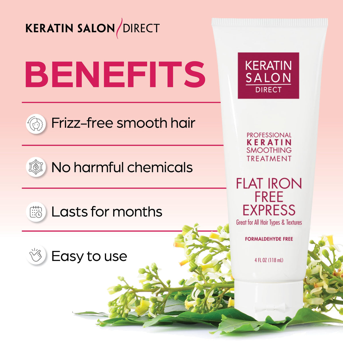 Keratin Salon Direct styled in soft curls showing long-lasting manageability benefit