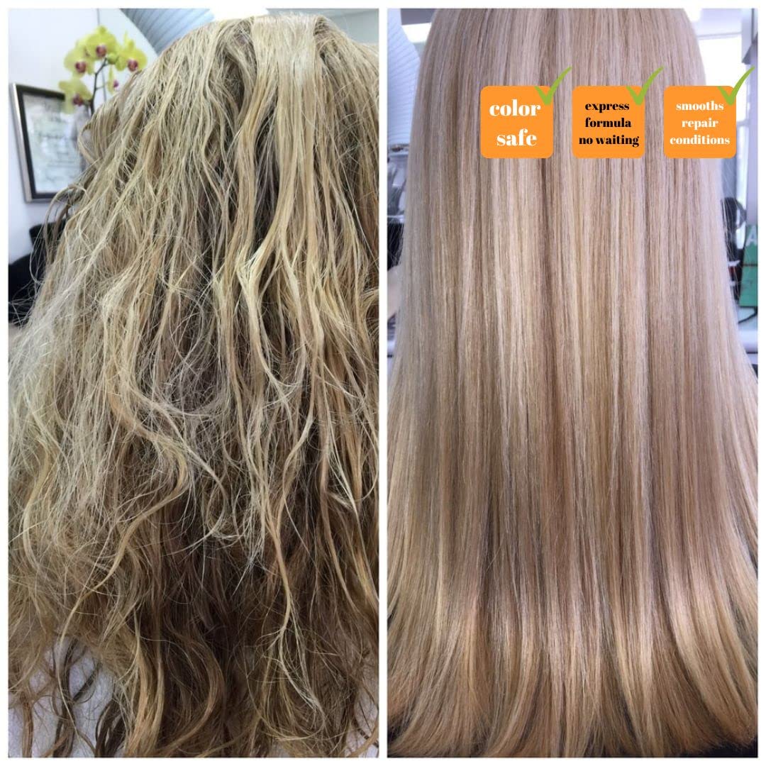 Kerazon before and after hair texture comparison showing improved manageability benefit