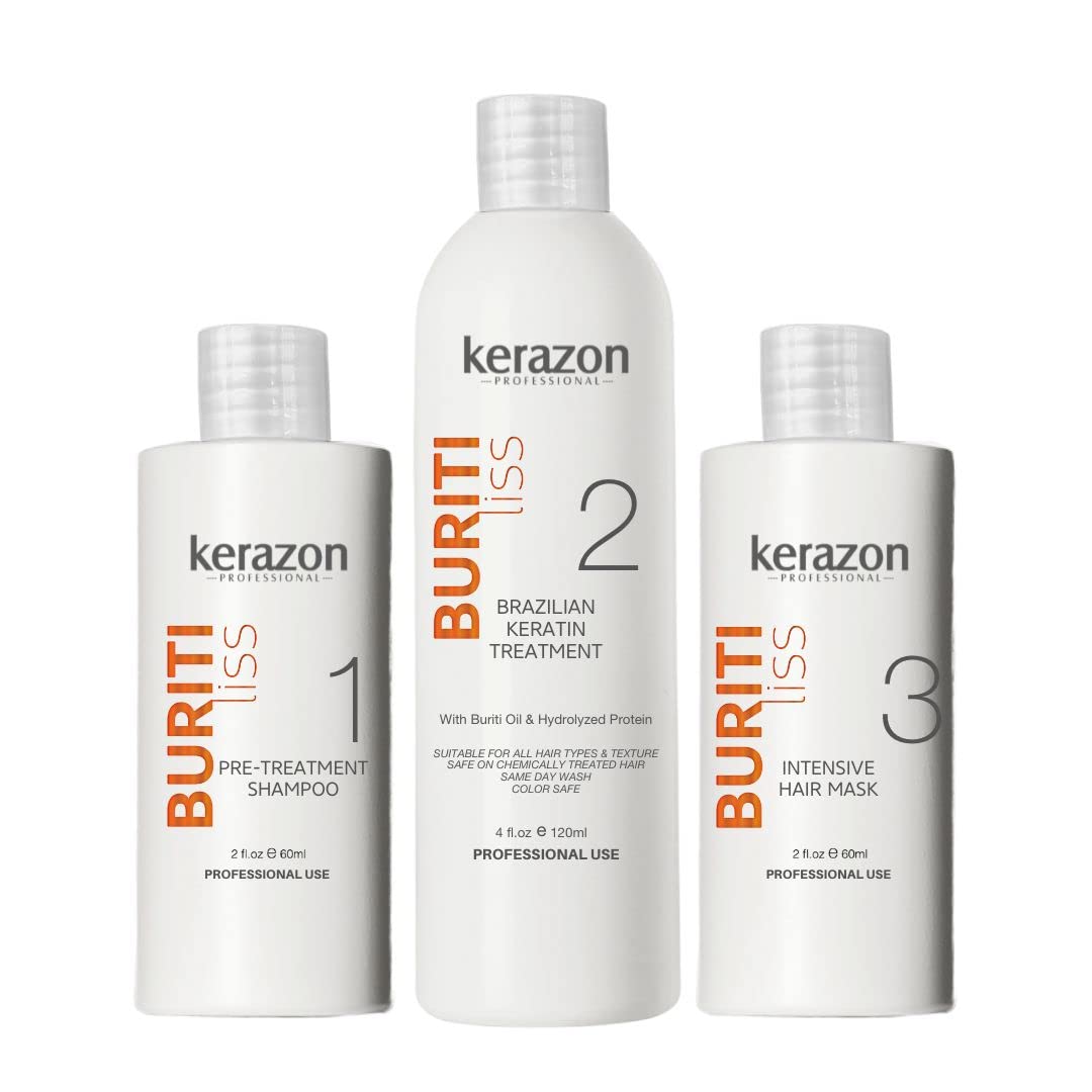 Kerazon Professional kit front packaging showing all three bottles and benefits