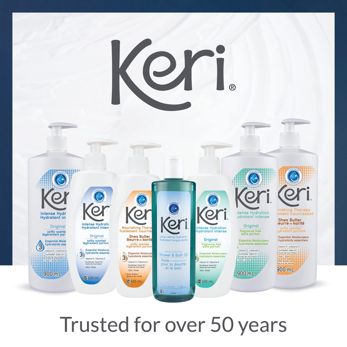 Keri bottle on bathroom vanity in lifestyle setting for everyday use