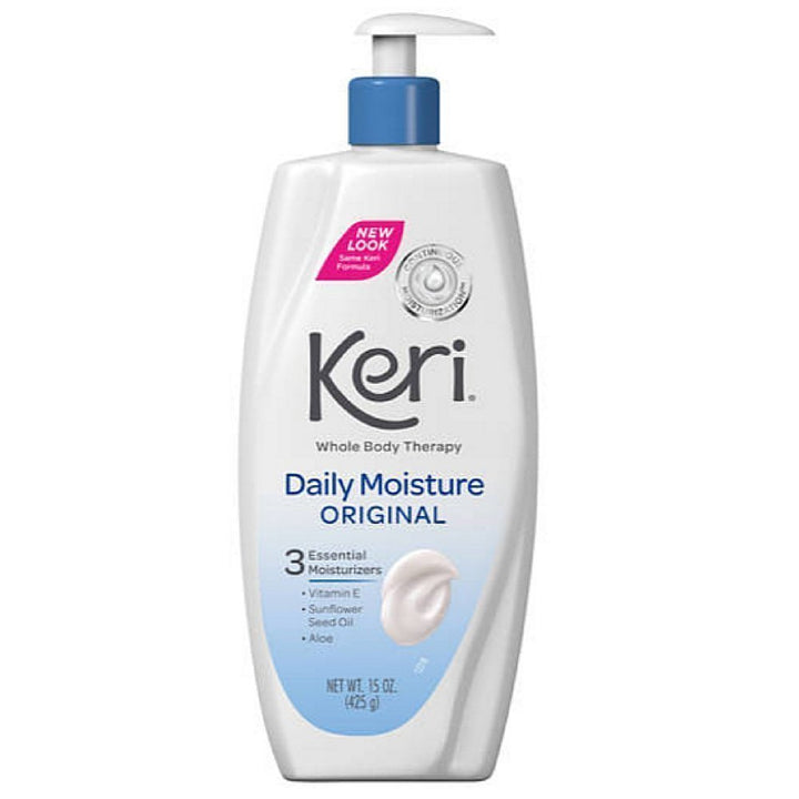 Keri bottle front showing label and size, highlighting long-lasting hydration