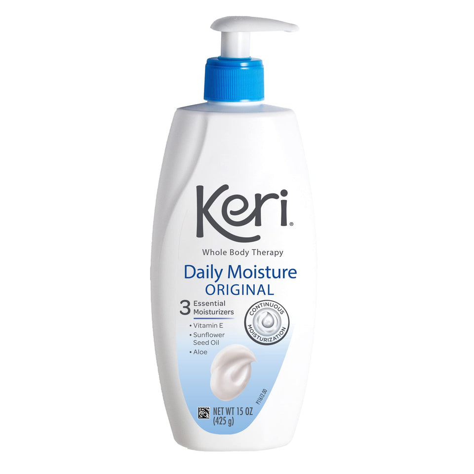 Keri bottle front view showing label and size for easy identification and trust