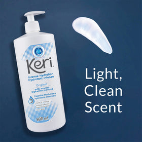 Keri pump close-up displaying lotion texture and easy dispensing benefit