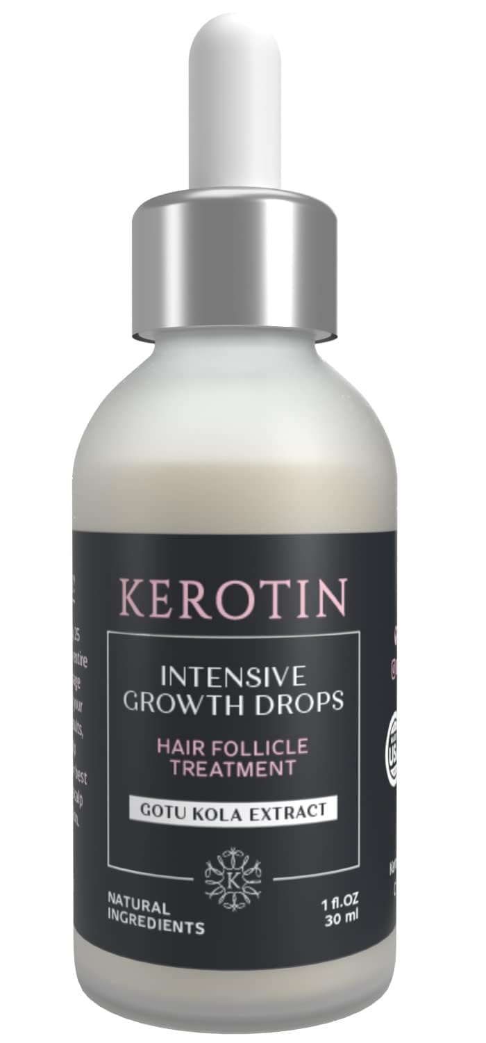 Kerotin front packaging showing serum bottle and branding for clear product ID and confidence
