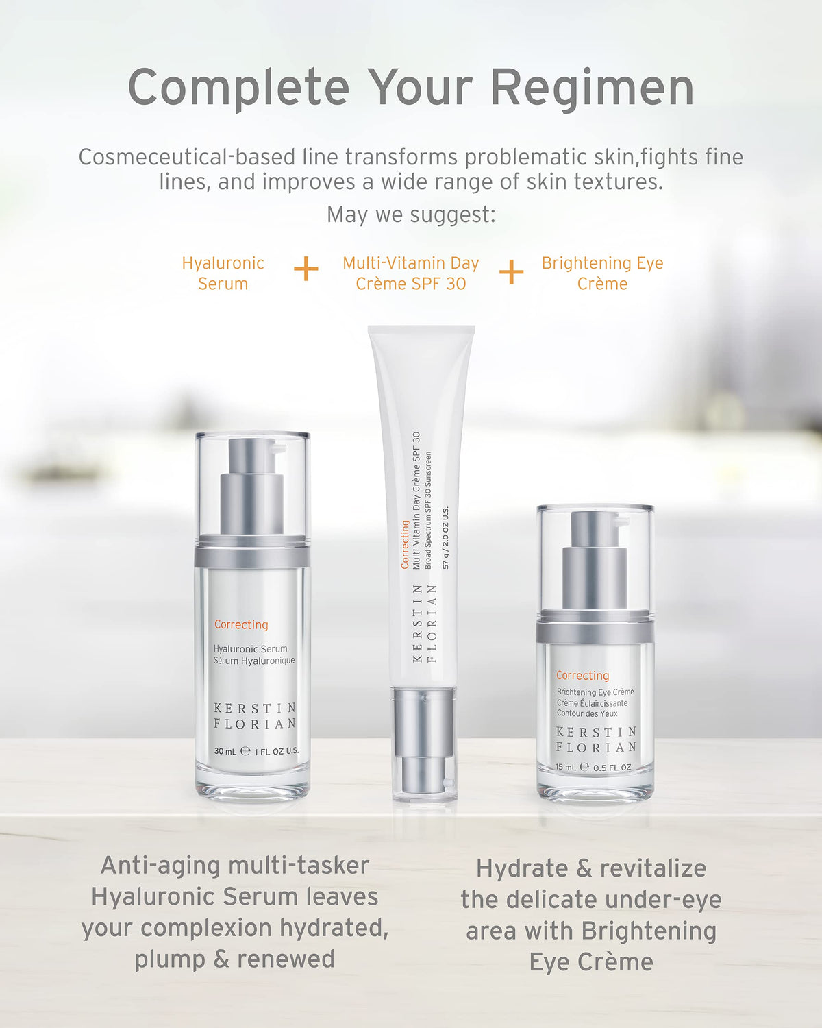Kerstin Florian jar on vanity illustrating morning skincare routine benefit
