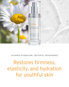 Kerstin Florian serum ingredient display highlighting hyaluronic acid and soothing botanicals