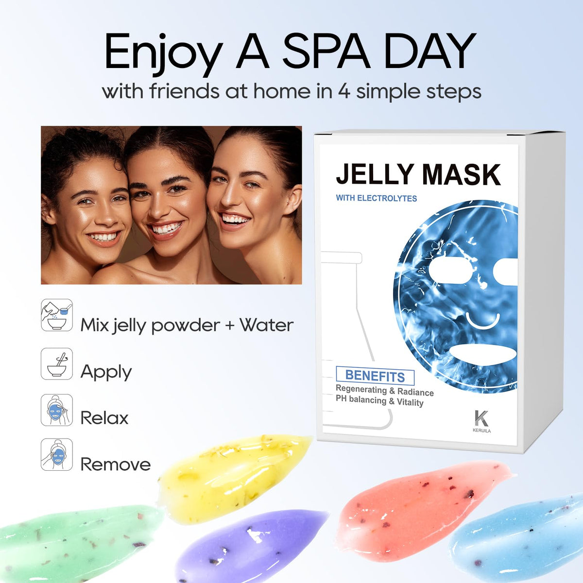KERUILA jelly mask texture close-up showing thick gel and excellent adherence