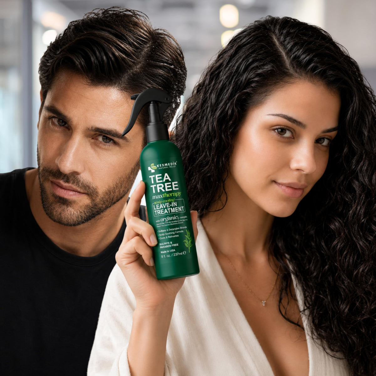 KESMEDIK before and after detangling shows smoother hair benefit