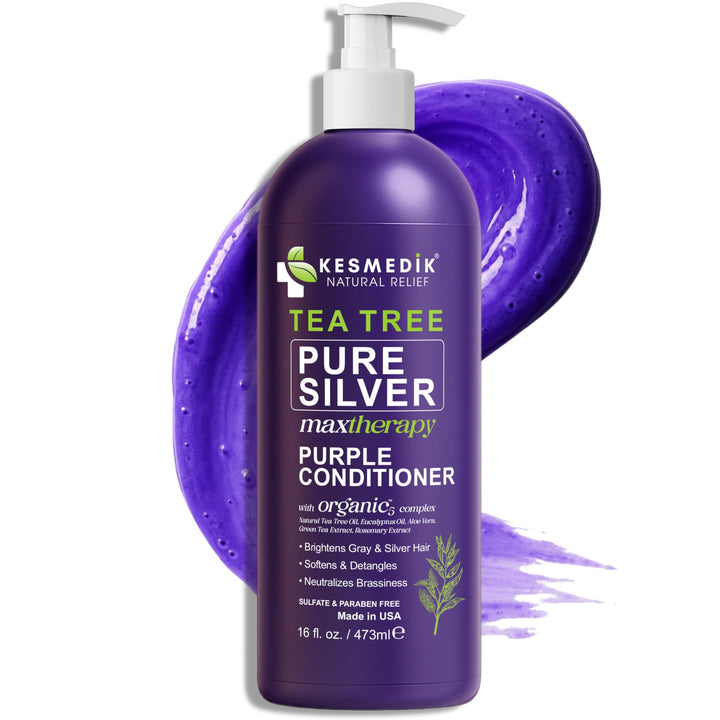 KESMEDIK front bottle view showing pump and clean purple label, highlights salon-grade benefits