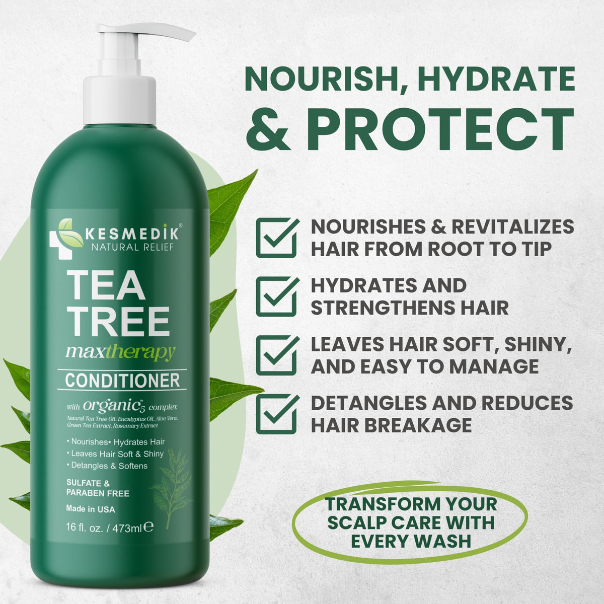 KESMEDIK texture close-up on conditioned hair showing smoothness