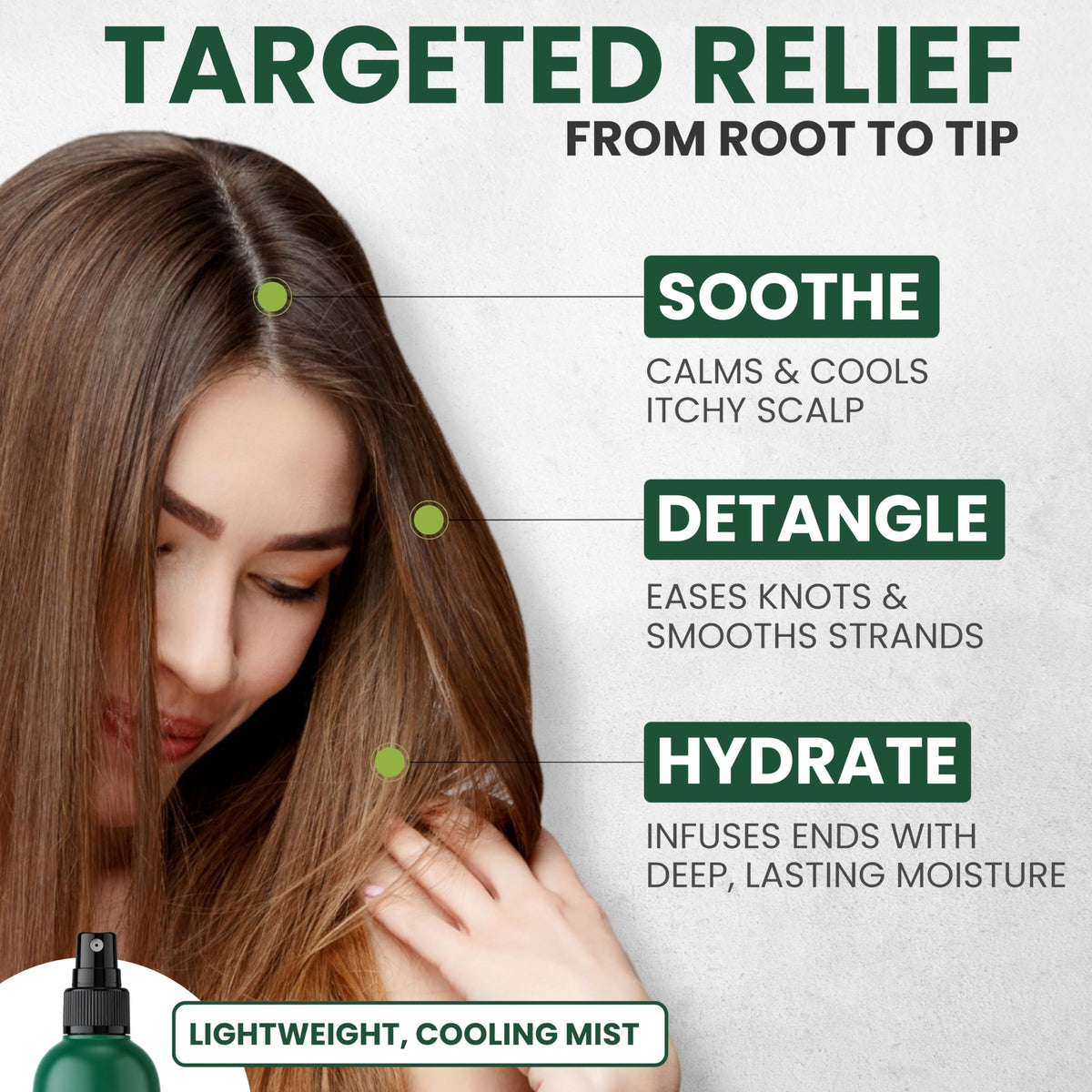 KESMEDIK mist on hair demonstrating softness and frizz control